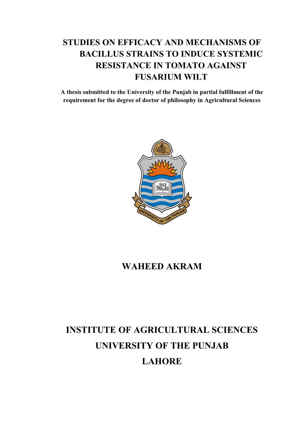 Waheed Akram Institute of Agricultural Sciences