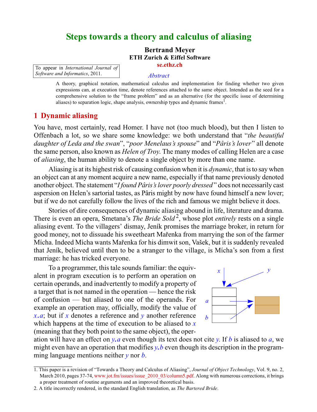 Steps Towards a Theory and Calculus of Aliasing