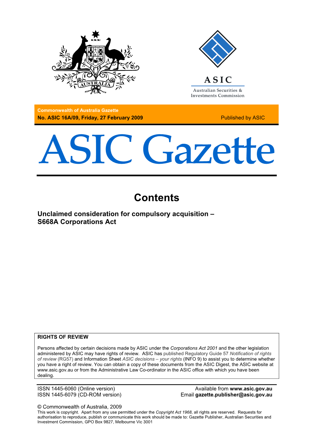 ASIC Gazette