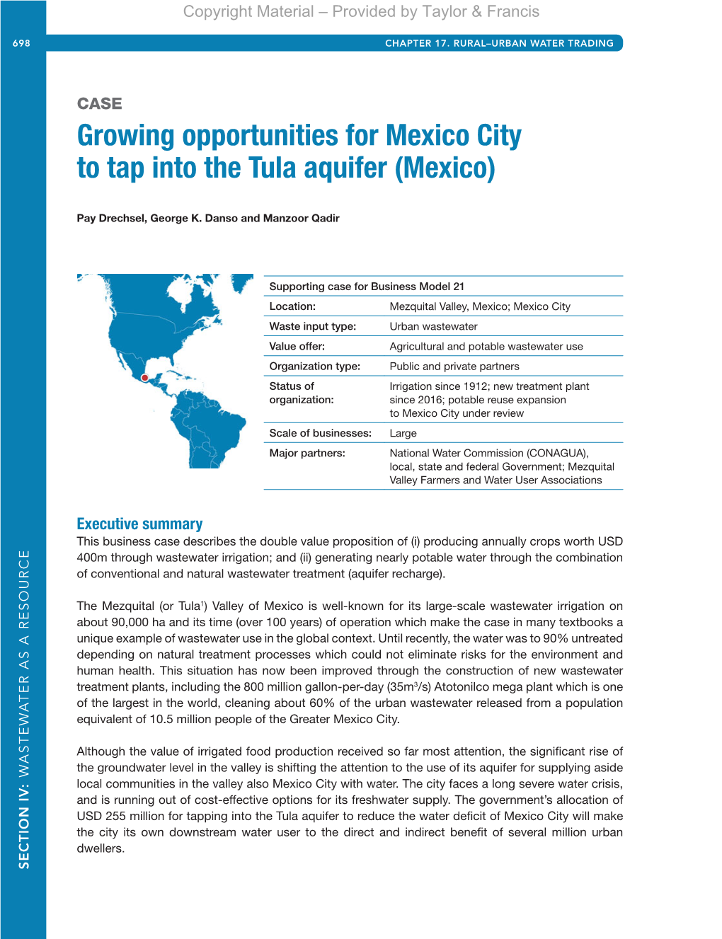 Growing Opportunities for Mexico City to Tap Into the Tula Aquifer (Mexico)