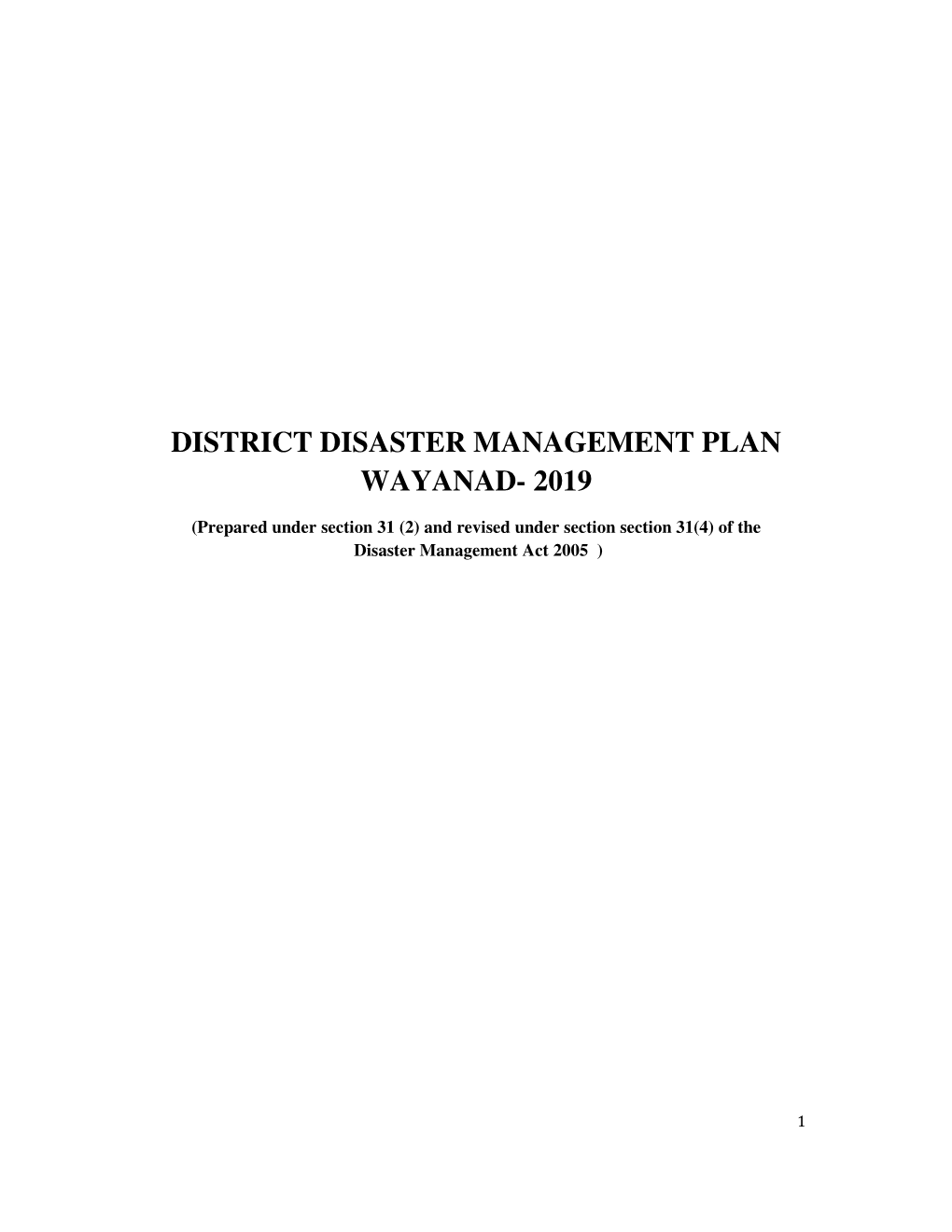 District Disaster Management Plan Wayanad- 2019