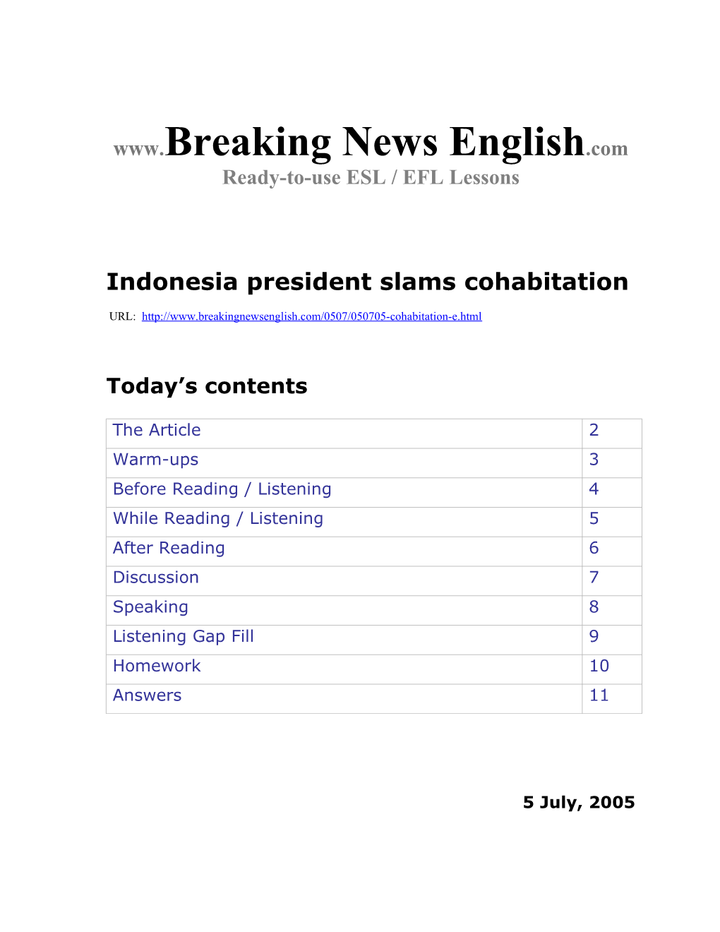 Indonesia President Slams Cohabitation