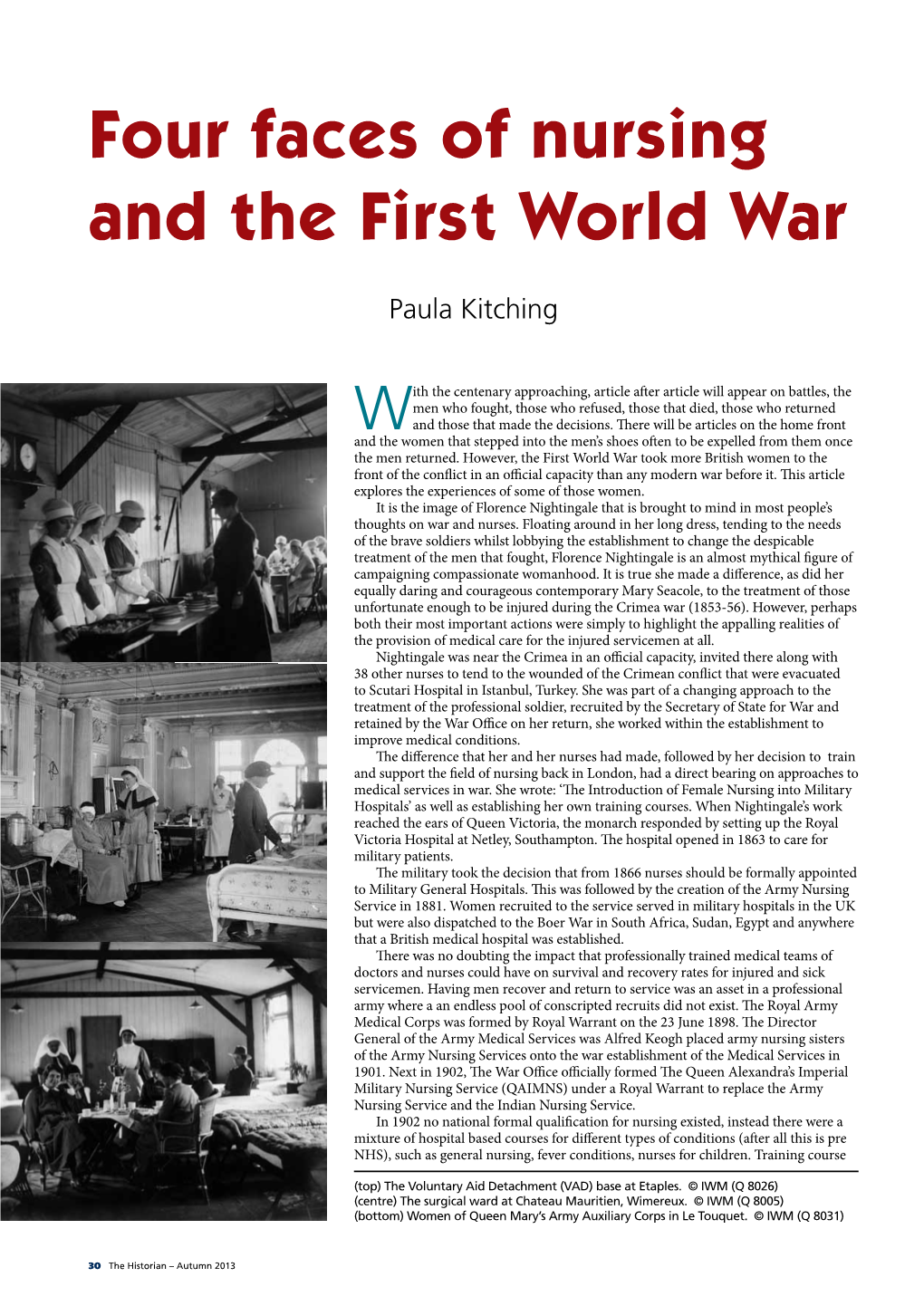 Four Faces of Nursing and the First World War