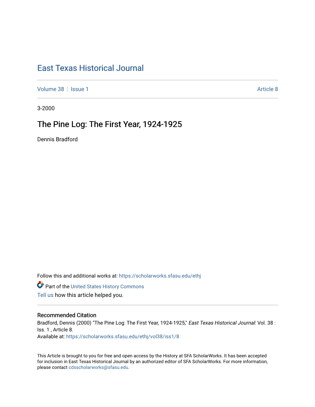 The Pine Log: the First Year, 1924-1925