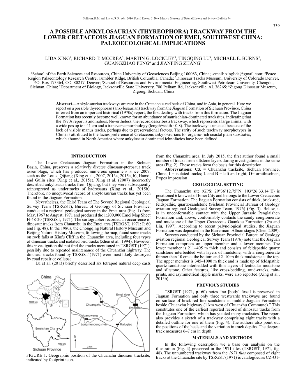 A Possible Ankylosaurian (Thyreophora) Trackway from the Lower Cretaceous Jiaguan Formation of Emei, Southwest China: Paleoecological Implications