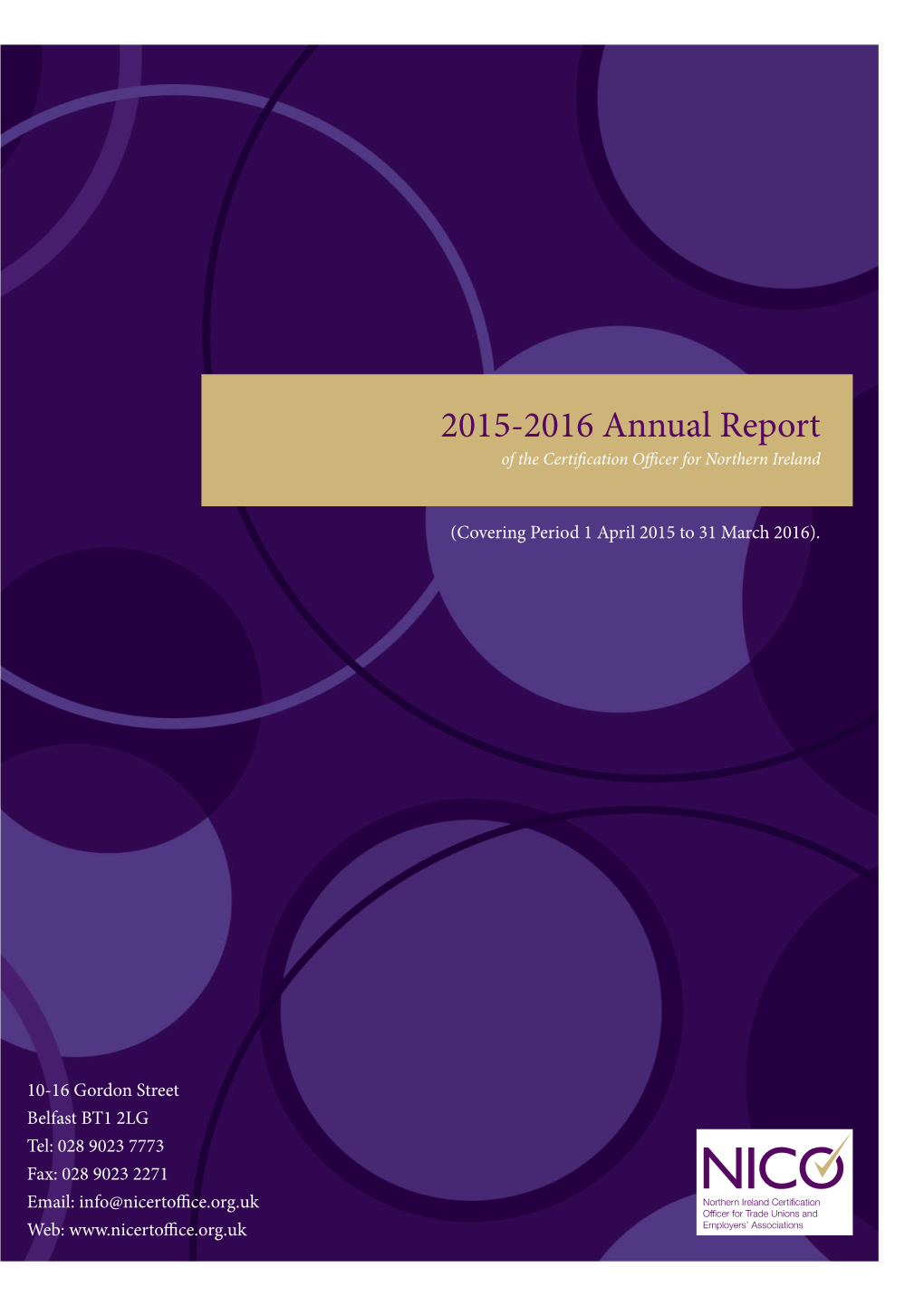 2015-2016 Annual Report of the Certification Officer for Northern Ireland