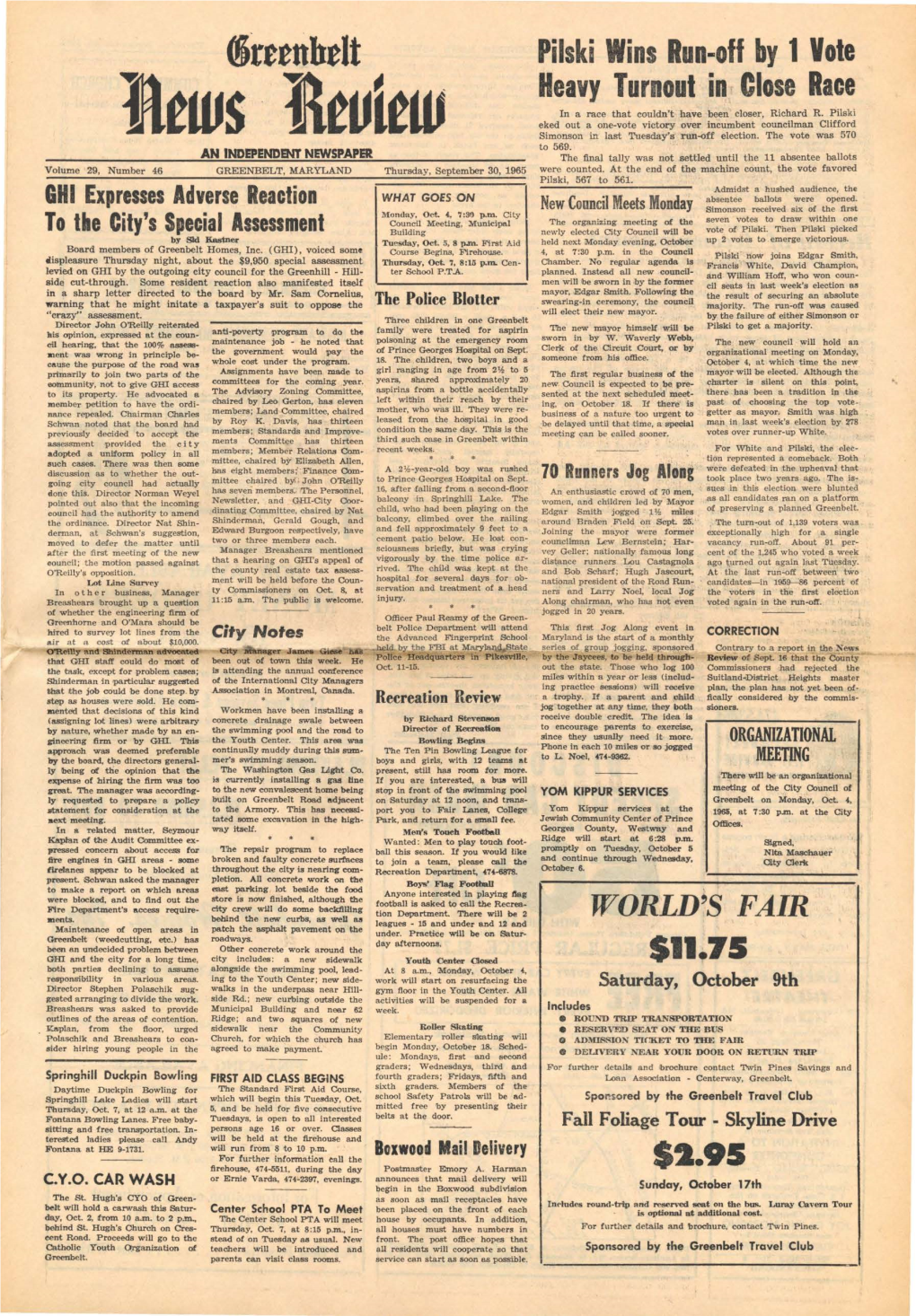 30 September 1965 Greenbelt News Review