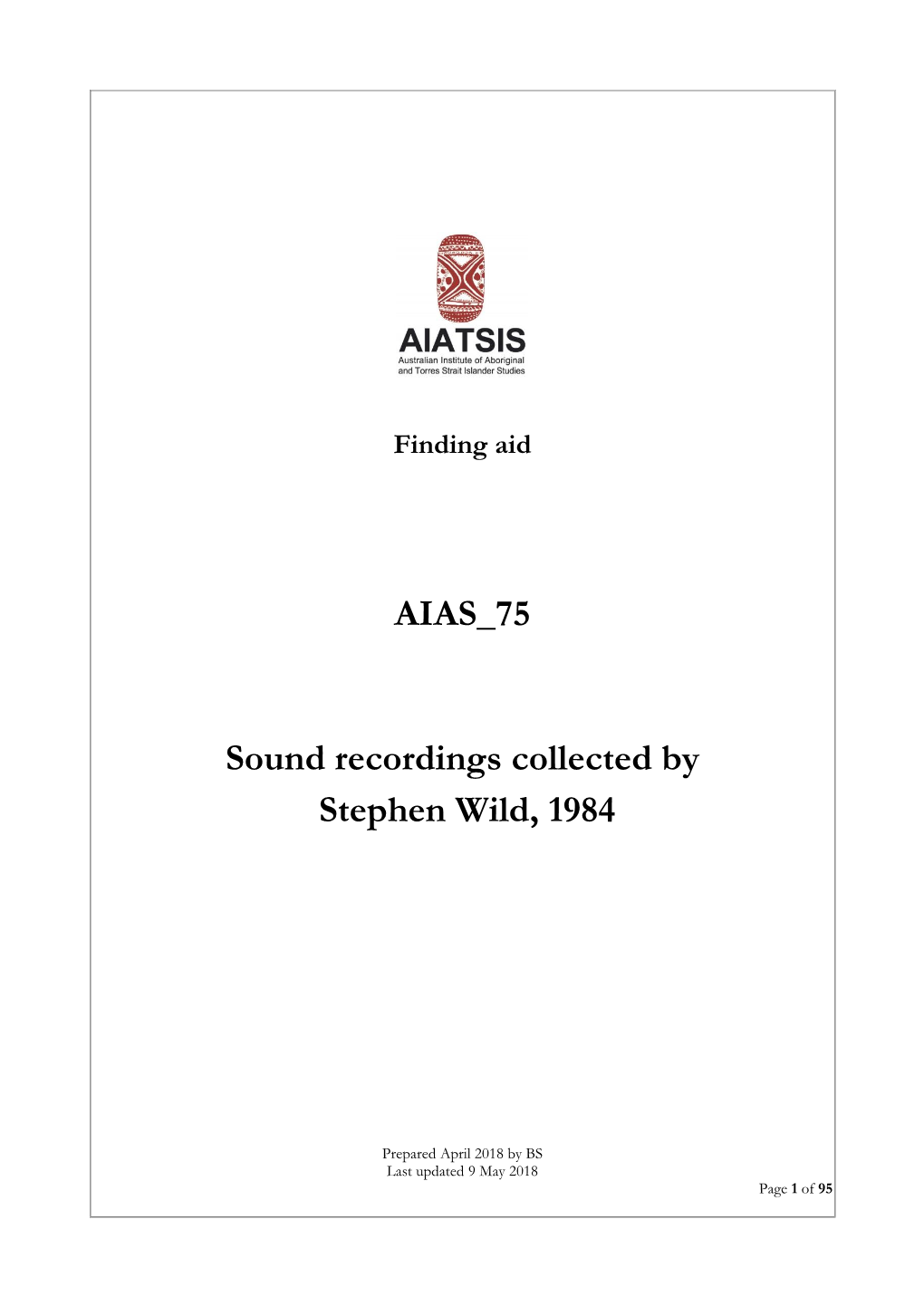 Aias 75 Finding Aid.Pdf (Pdf, 937.36