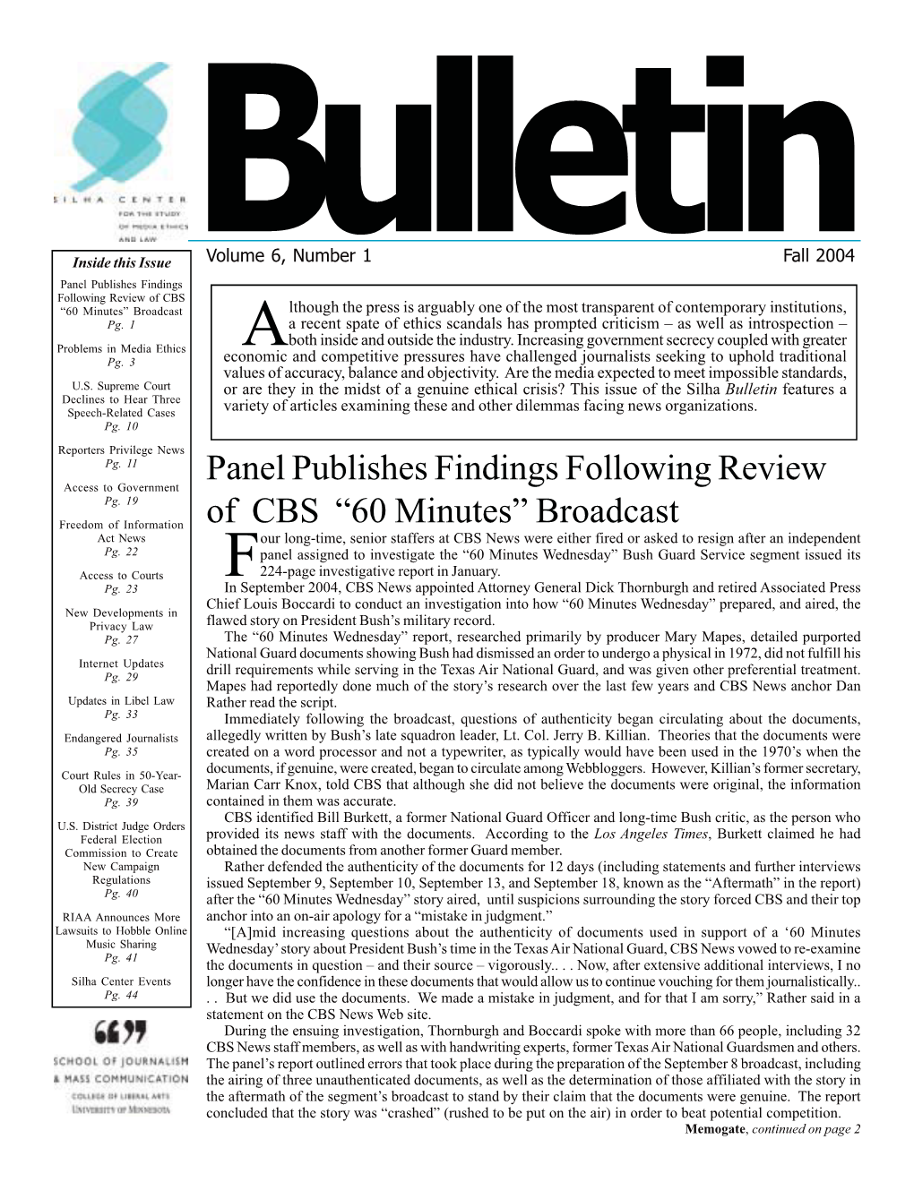 Fall 2004 Bulletin First Half