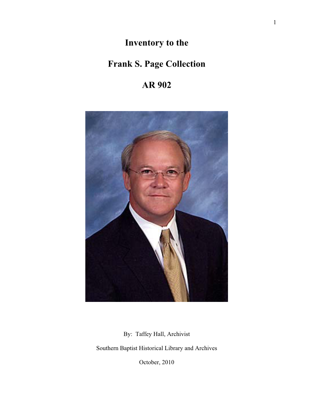 Inventory to the Frank S. Page Collection AR