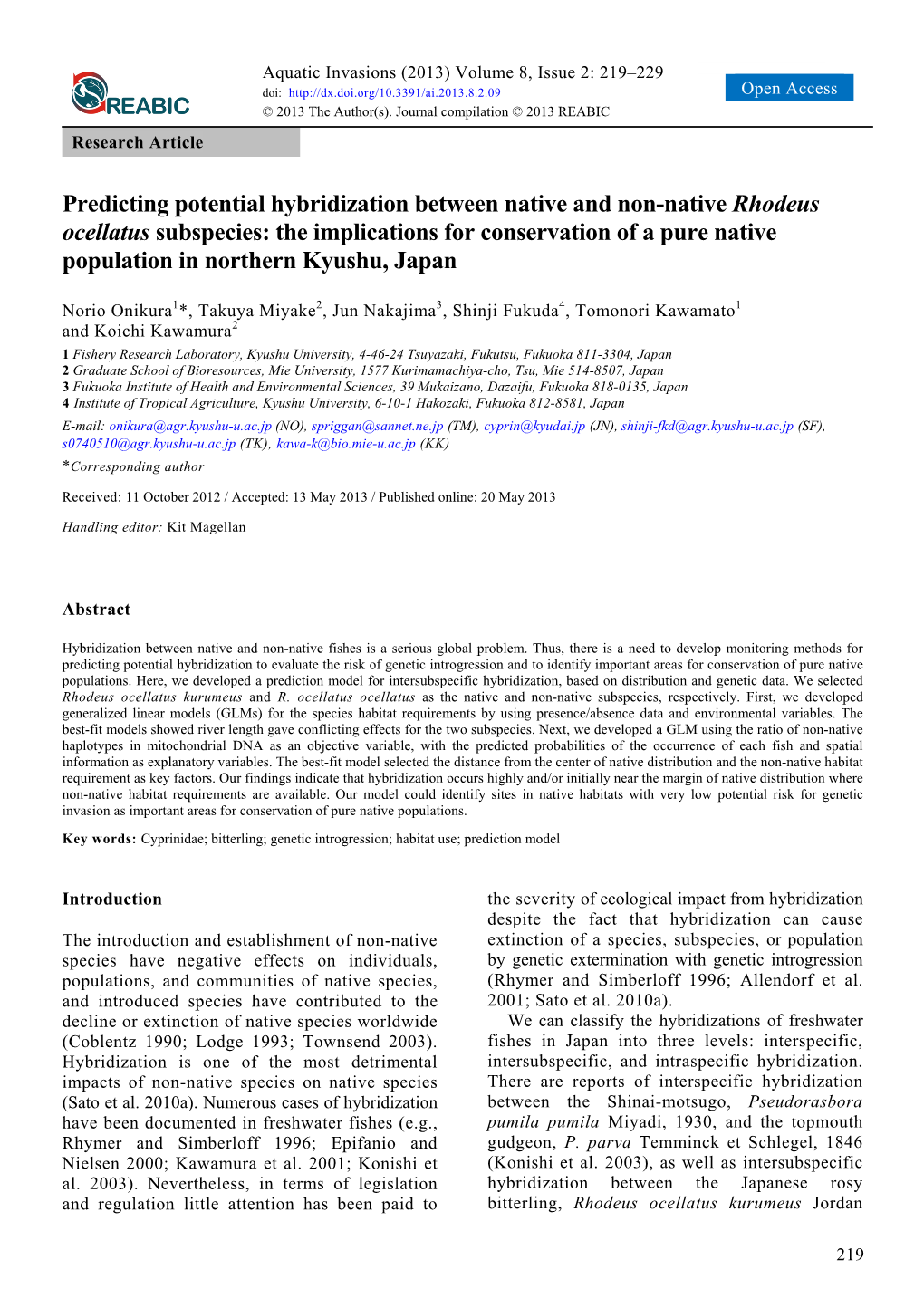 Predicting Potential Hybridization Between Native and Non