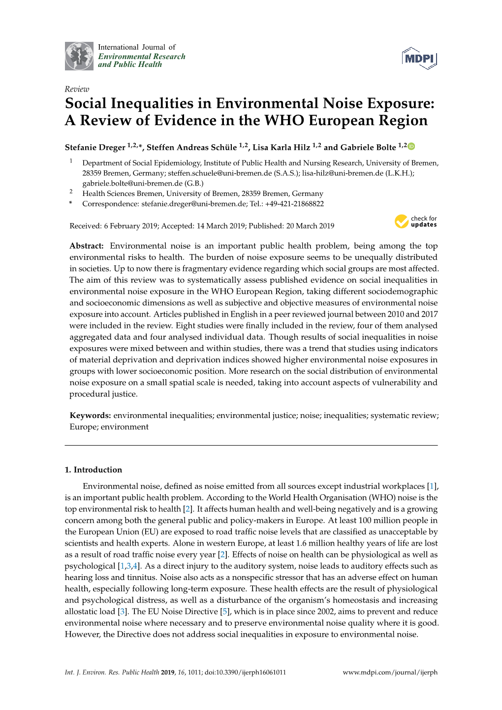 Social Inequalities in Environmental Noise Exposure: a Review of Evidence in the WHO European Region