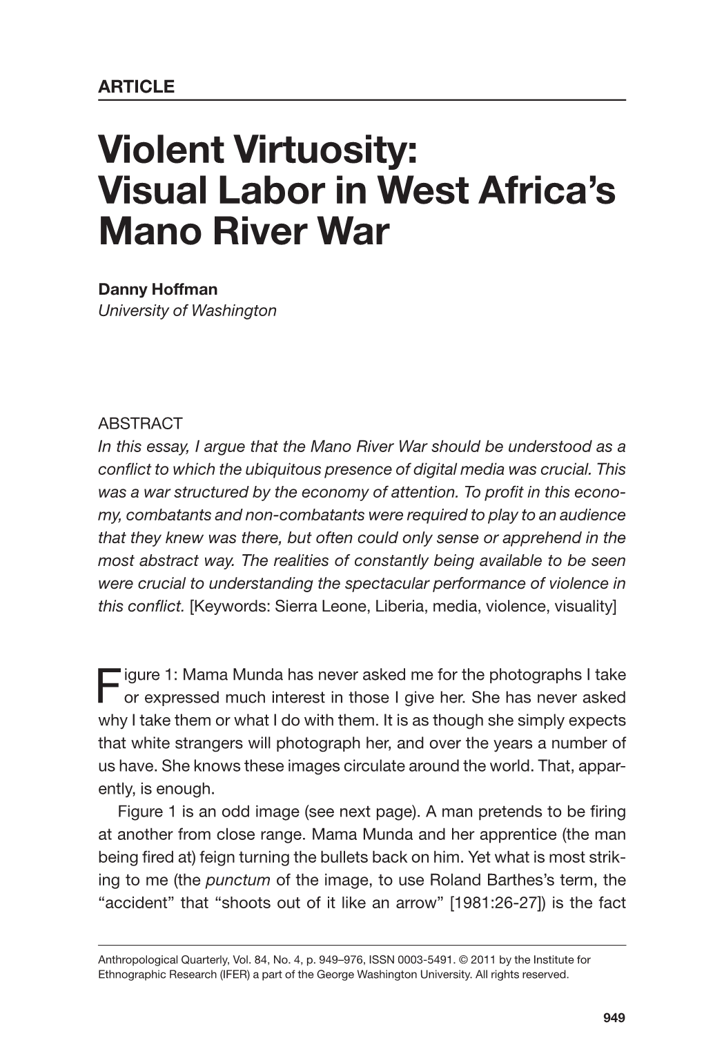 Violent Virtuosity: Visual Labor in West Africa's Mano River