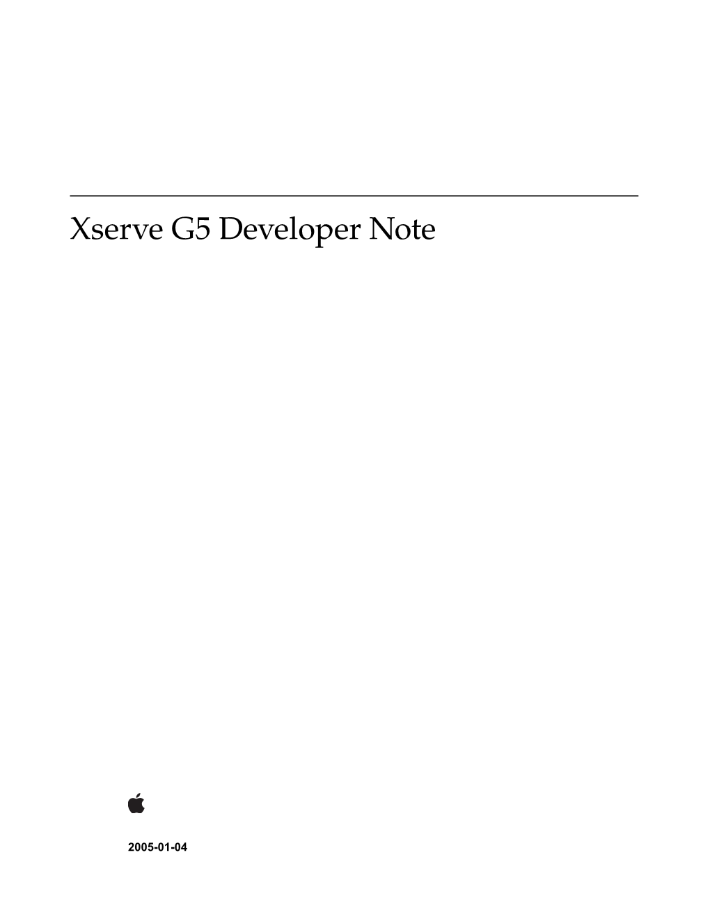 Xserve G5 Developer Note