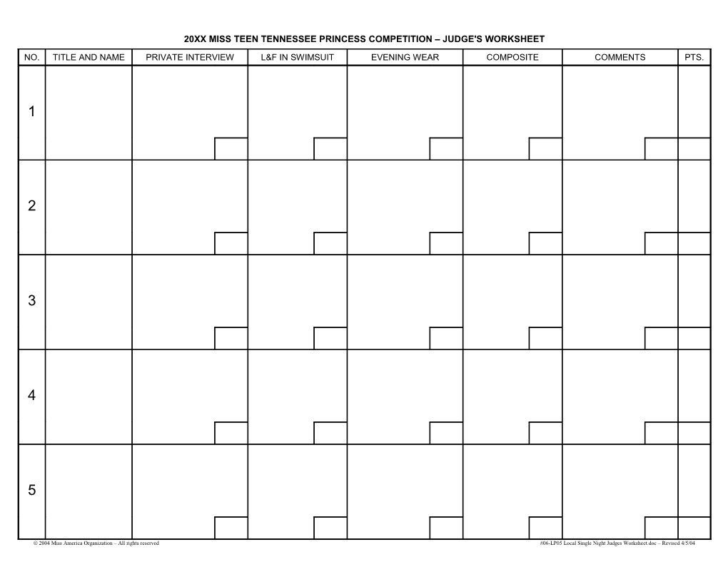 1993 Top Ten Judges Worksheet