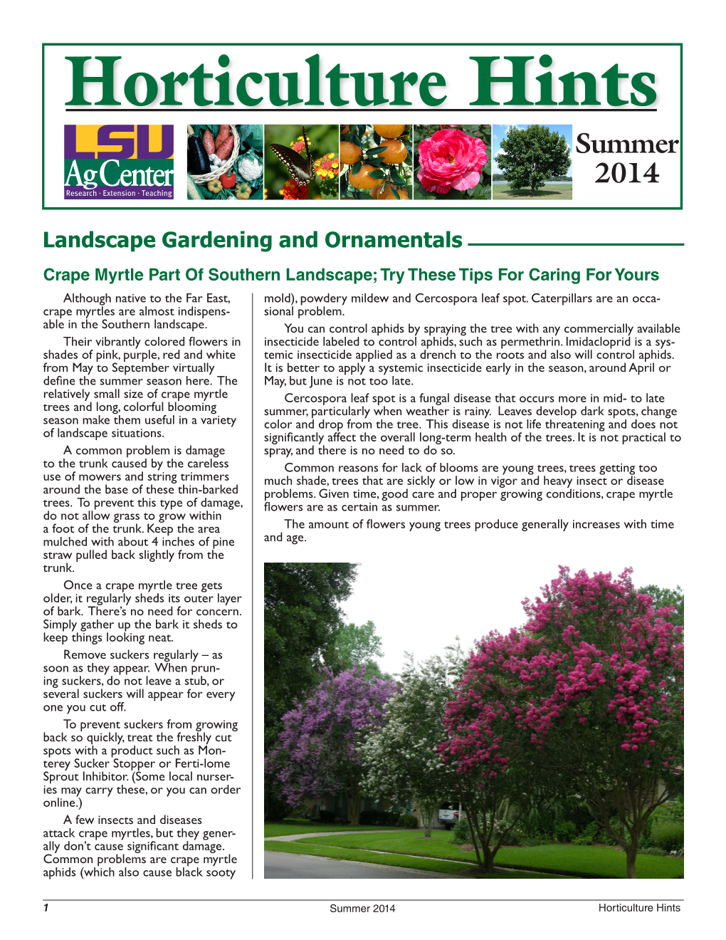 Horticulture Hints Summer 2014