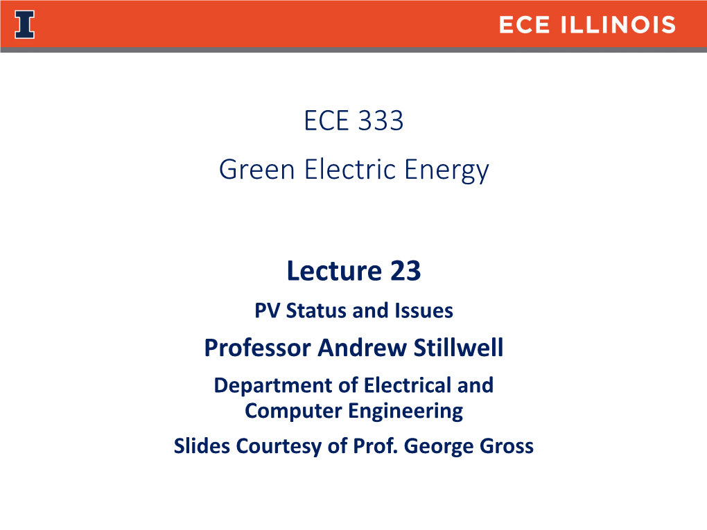 ECE 333 Green Electric Energy Systems