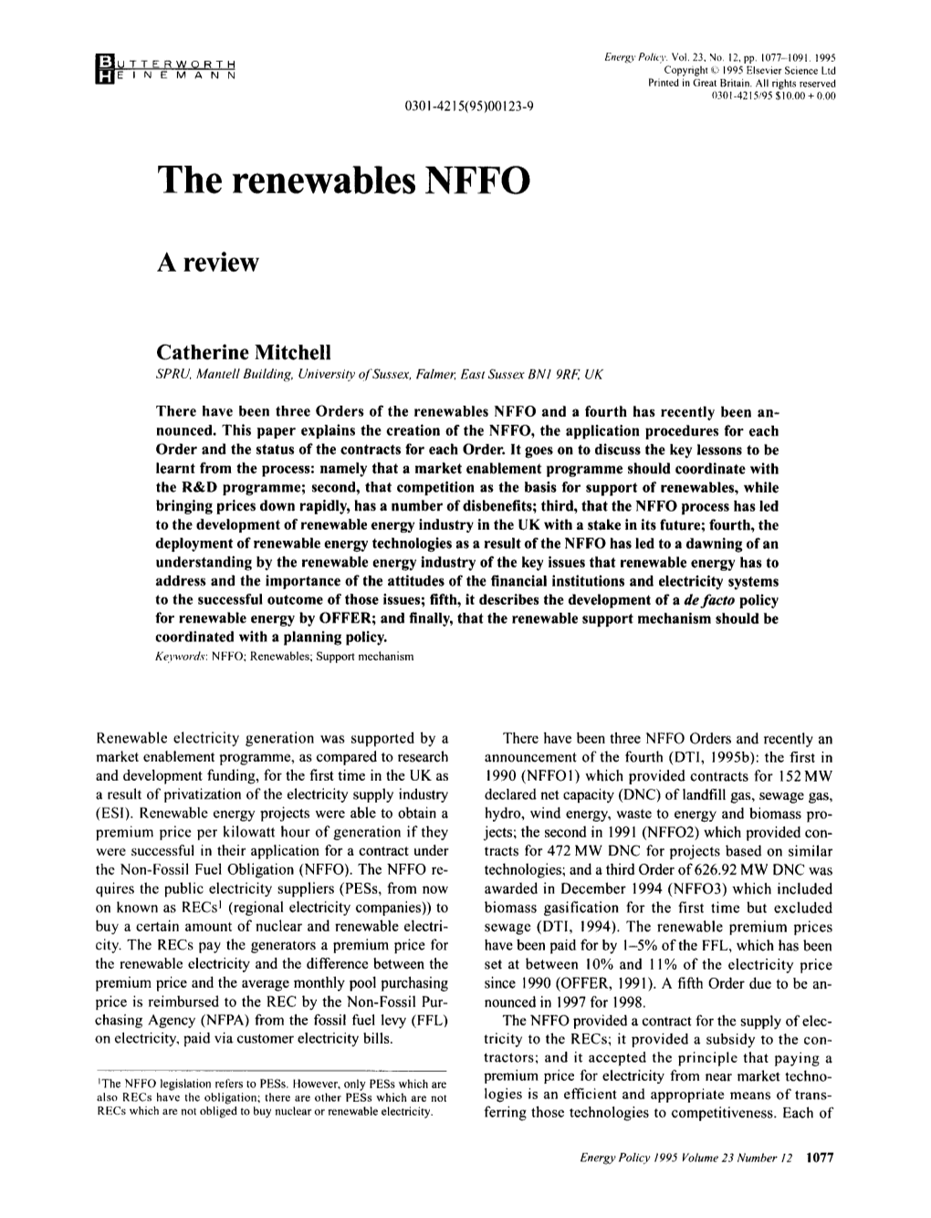 The Renewables NFFO