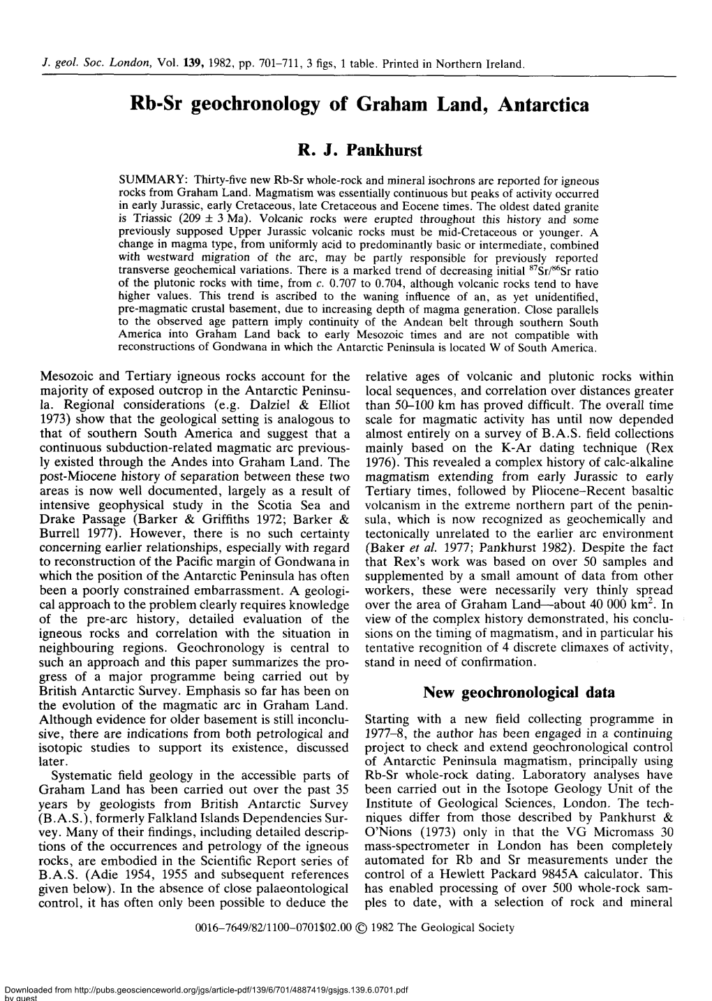 Rb-Sr Geochronology of Graham Land, Antarctica