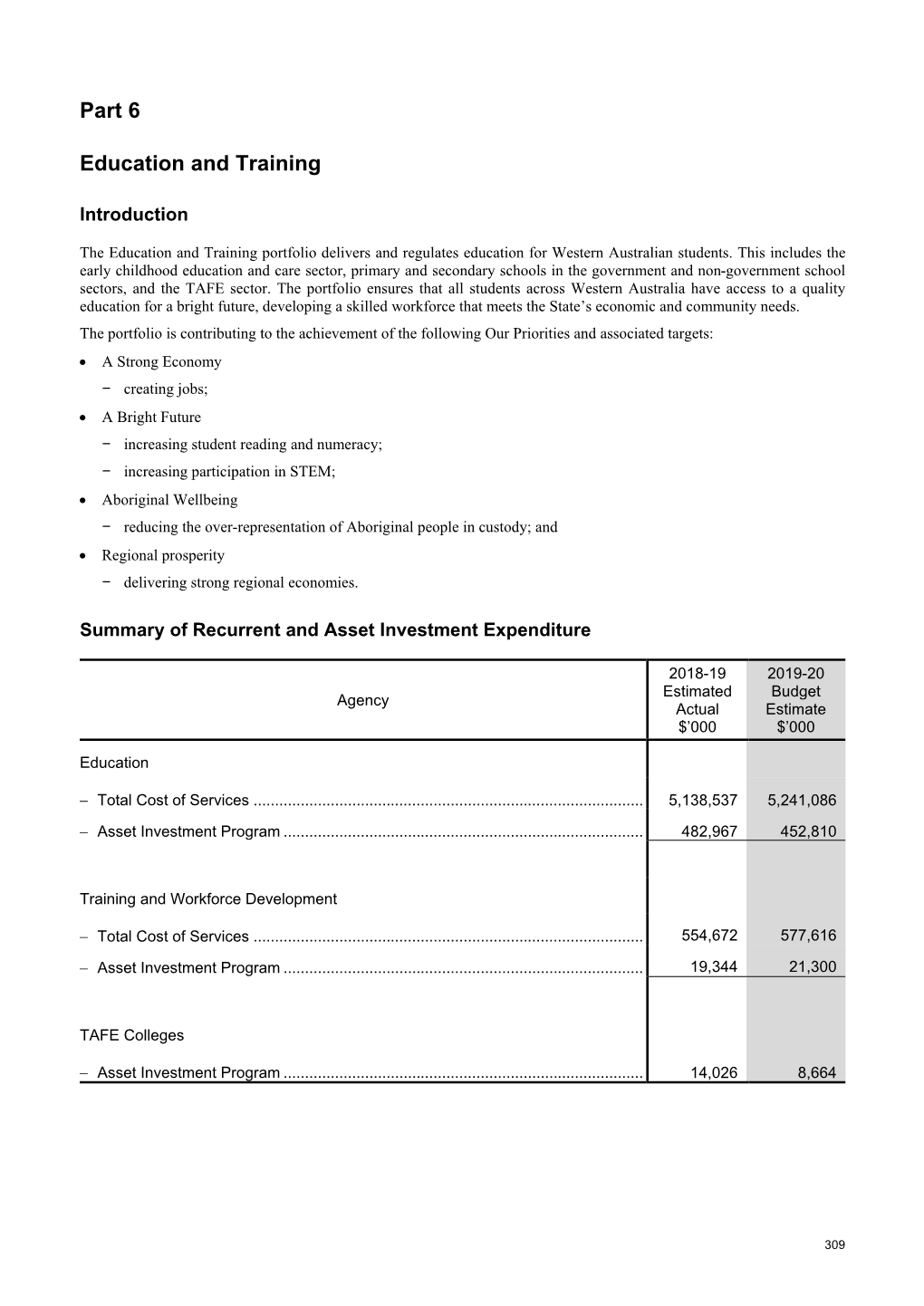 2019-20 Budget Statement Part 6 Education and Training