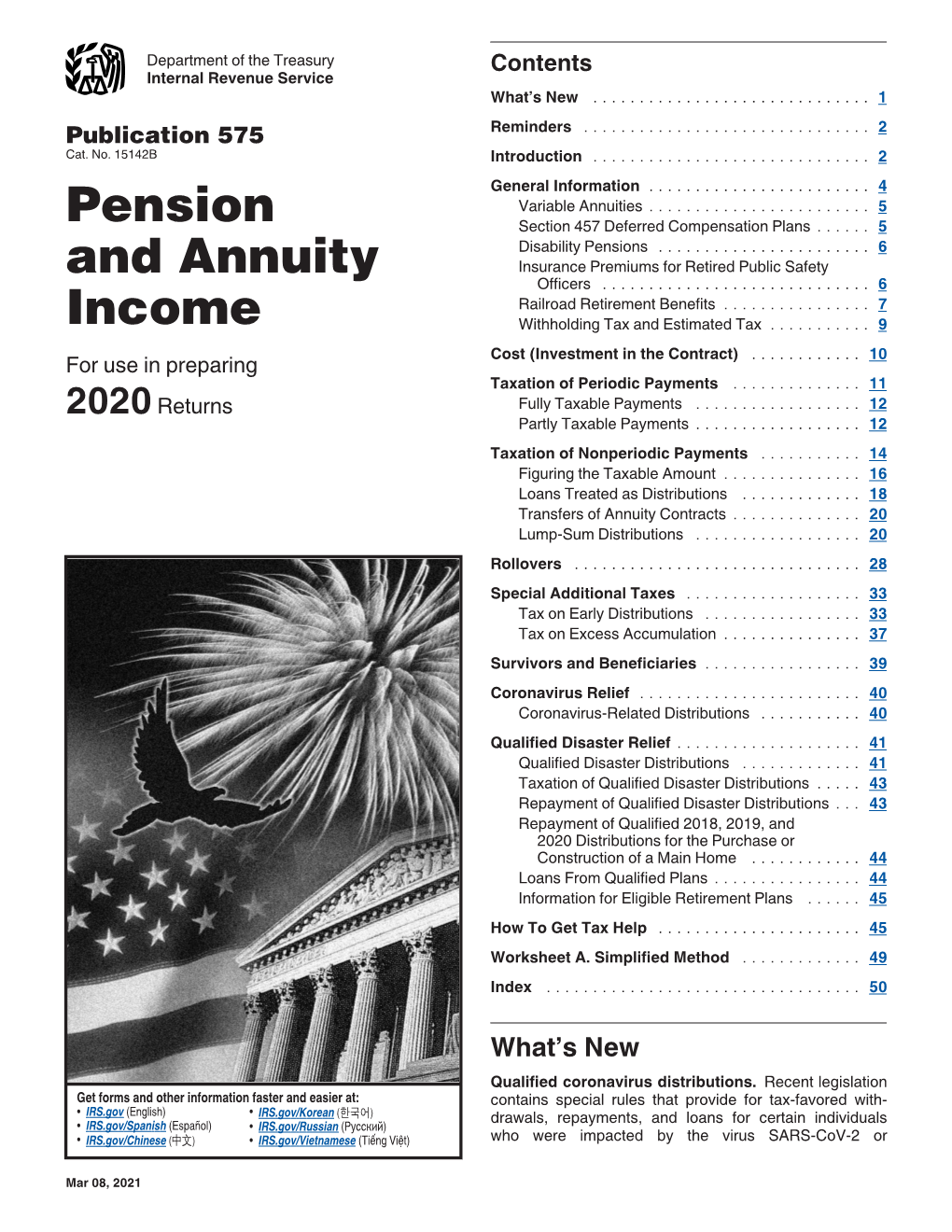 2020 Publication 575: Pension and Annuity Income