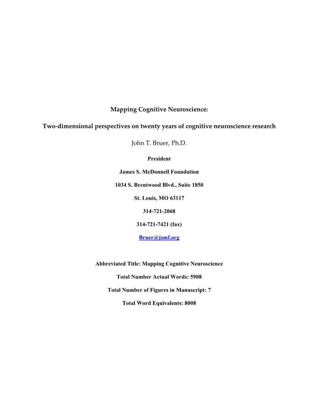 Mapping Cognitive Neuroscience