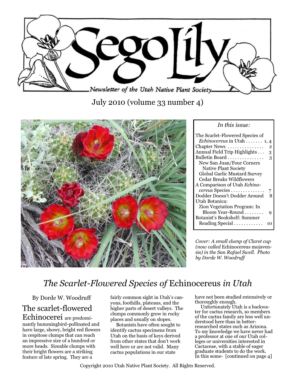 The Scarlet-Flowered Species of Echinocereus in Utah