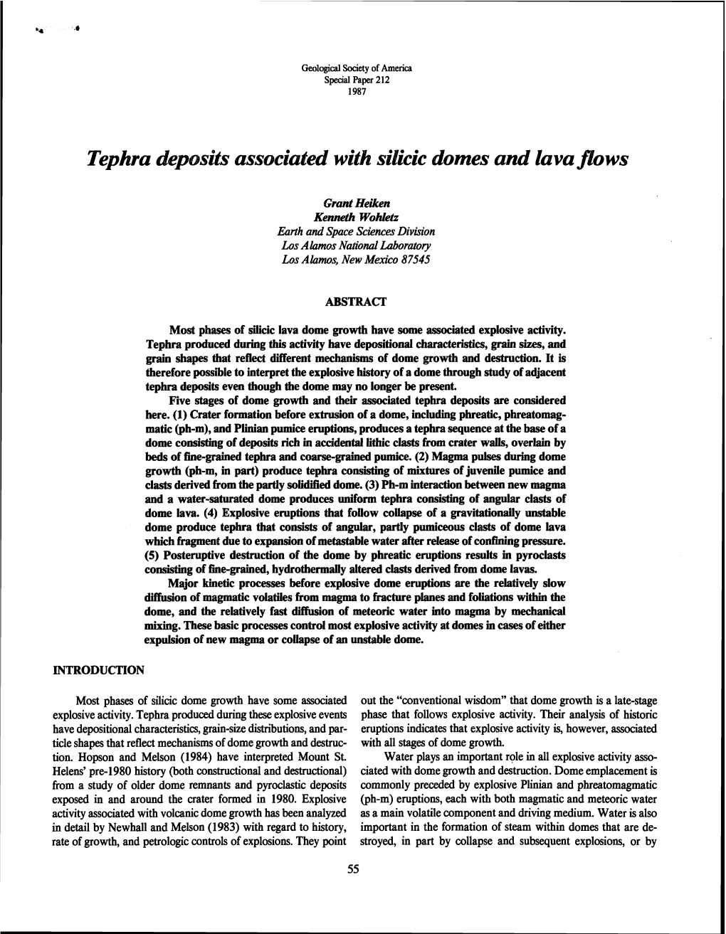 Tephra Deposits Associated with SWC Domes and Lava Flows