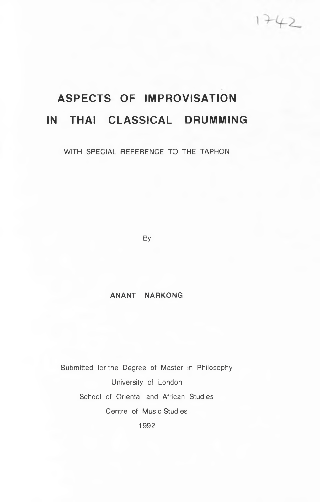 Aspects of Improvisation in Thai Classical