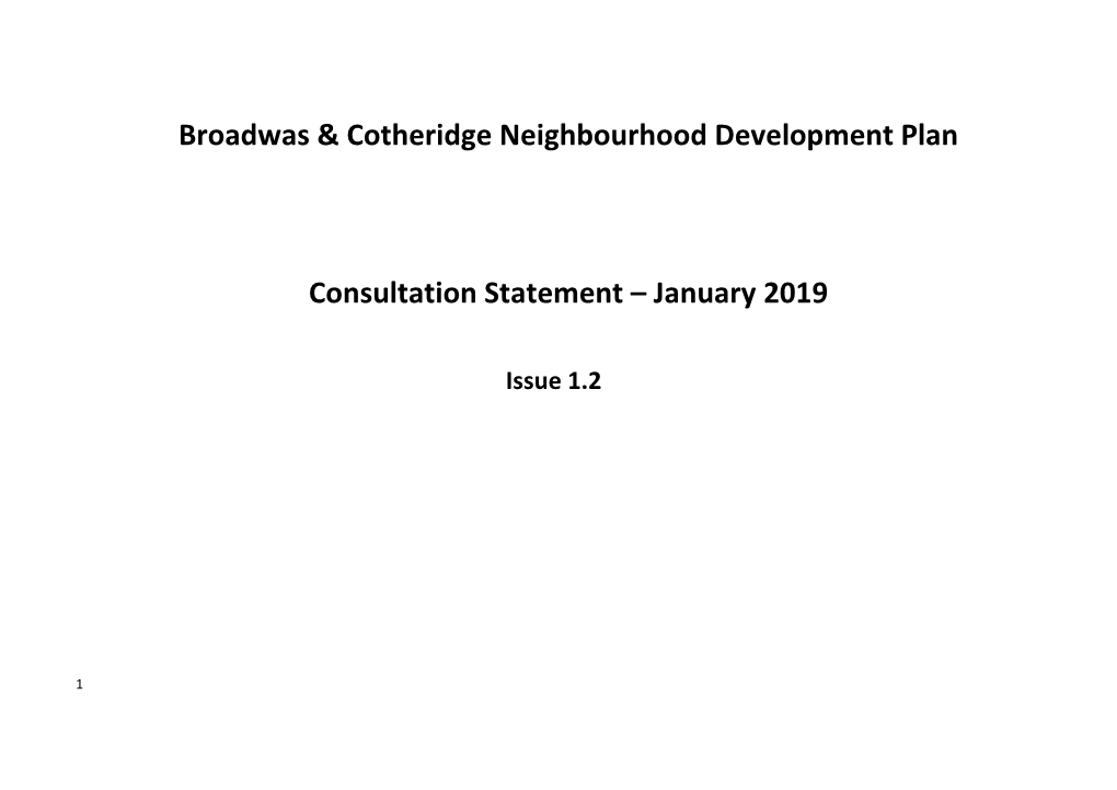 Broadwas & Cotheridge Neighbourhood Development Plan
