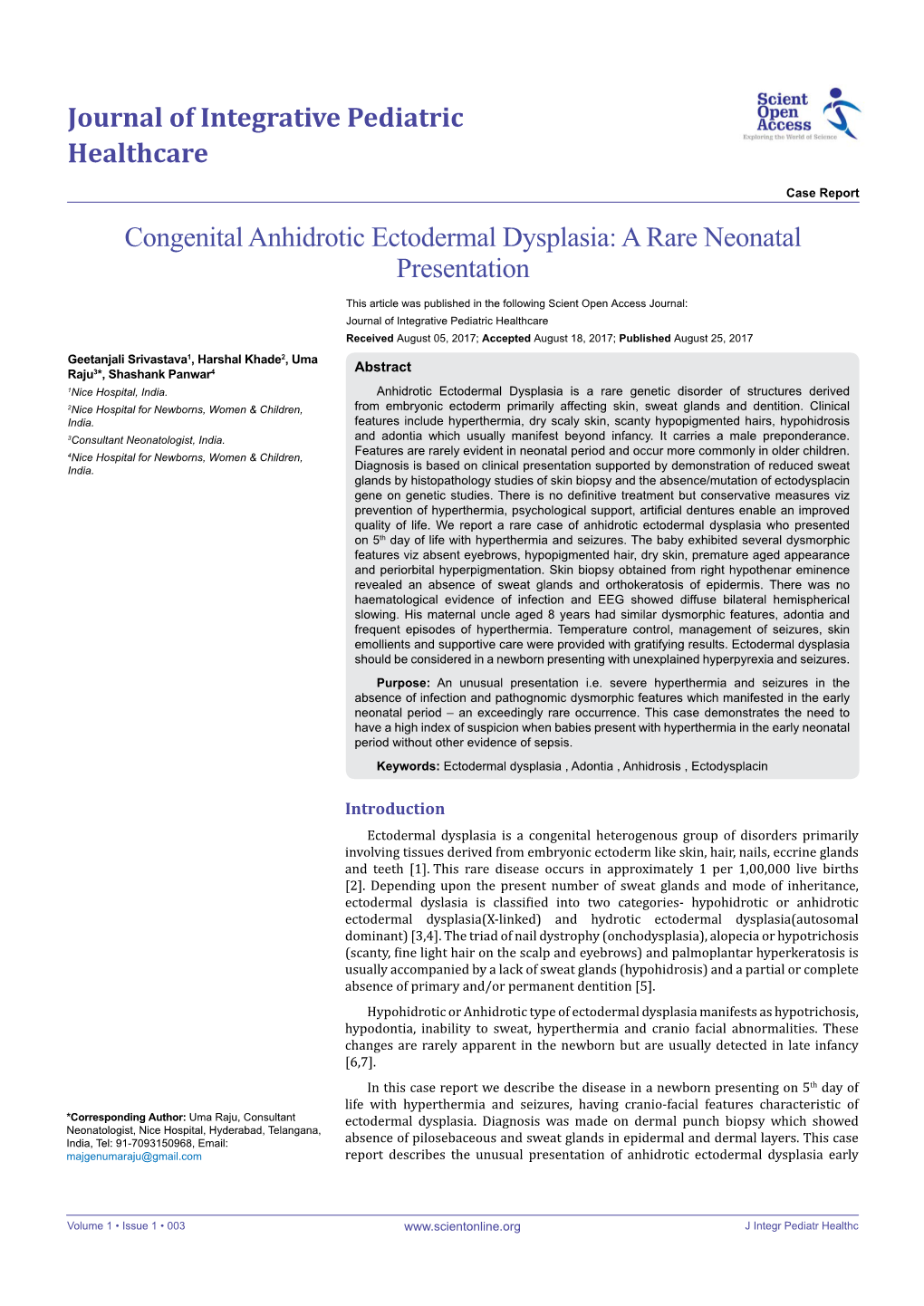 Congenital Anhidrotic Ectodermal Dysplasia: a Rare Neonatal Presentation