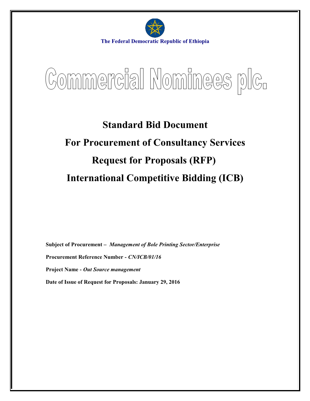 For Procurement of Consultancy Services