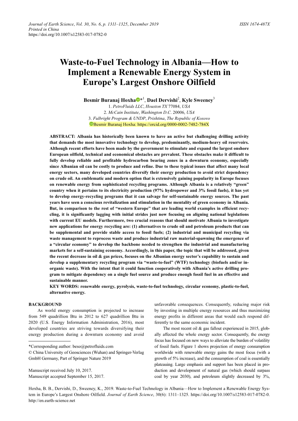 Waste-To-Fuel Technology in Albania––How to Implement a Renewable Energy System in Europe’S Largest Onshore Oilfield