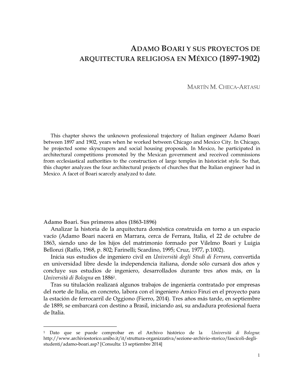 Adamo Boari Y Sus Proyectos De Arquitectura Religiosa En México (1897-1902)