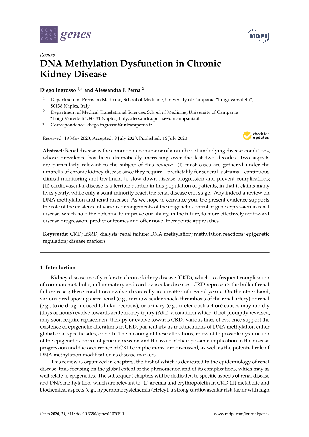 DNA Methylation Dysfunction in Chronic Kidney Disease