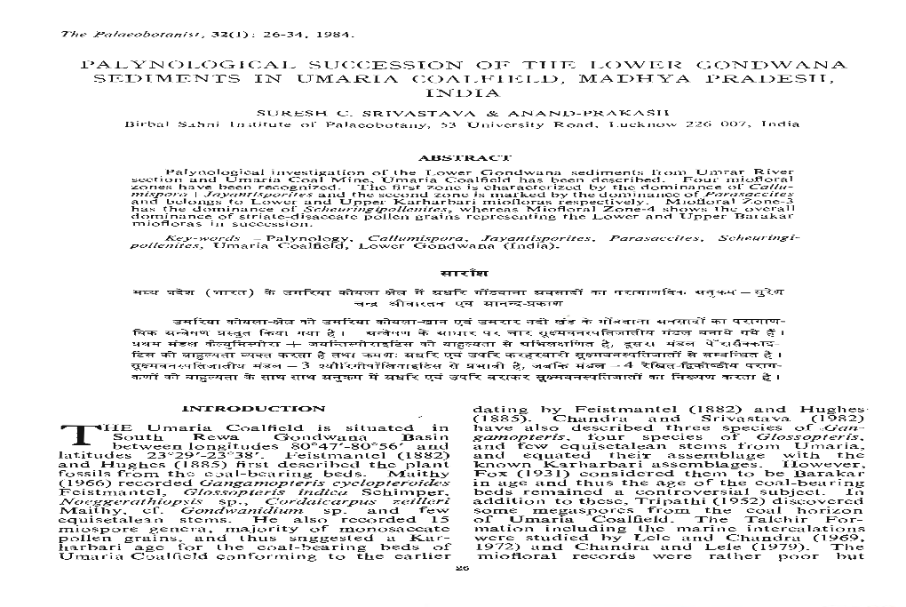 PALYNOLOGICAL SUCCESSION of the LO\I\Ler GOND\I\Lana \