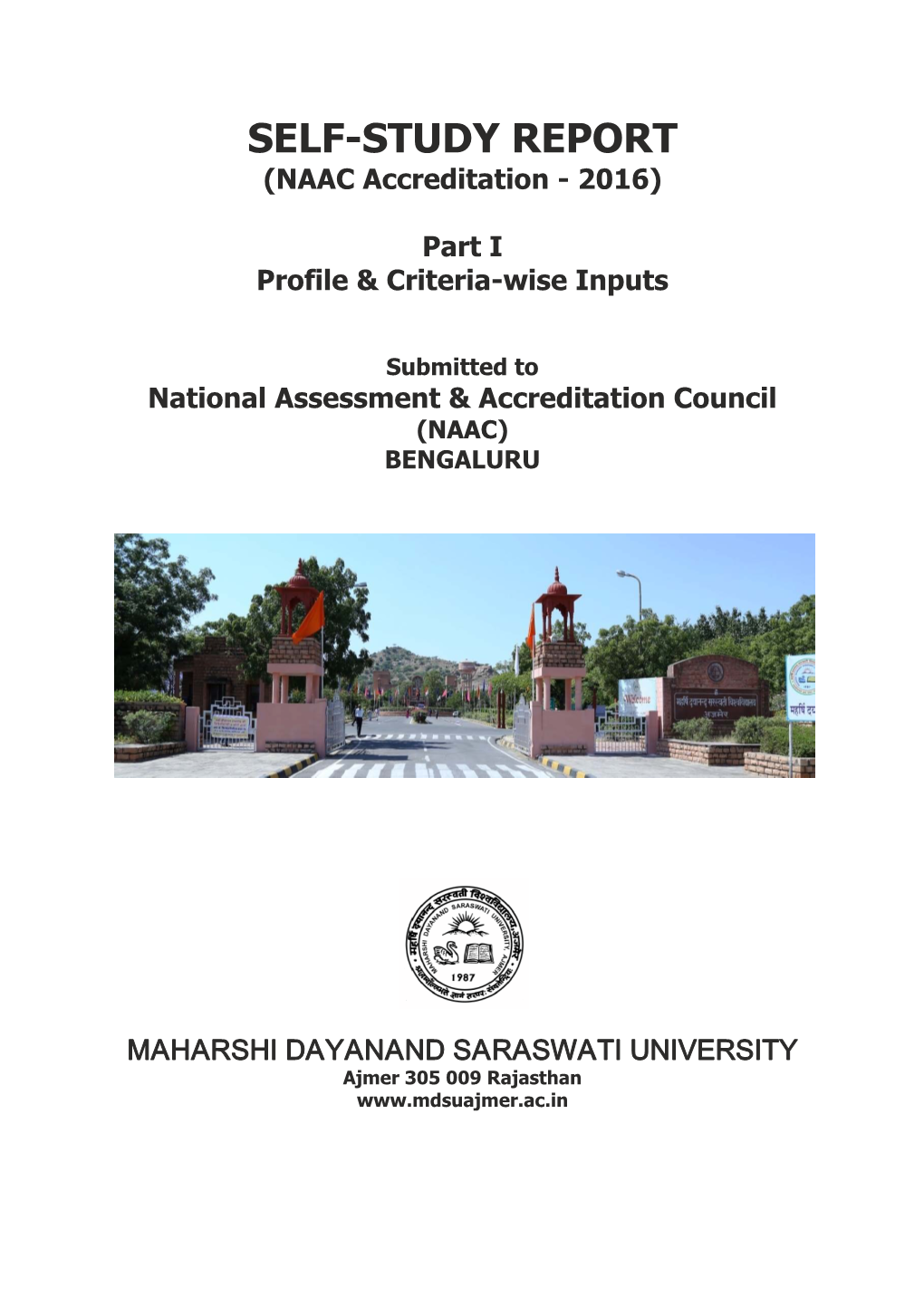 SELF-STUDY REPORT (NAAC Accreditation - 2016)