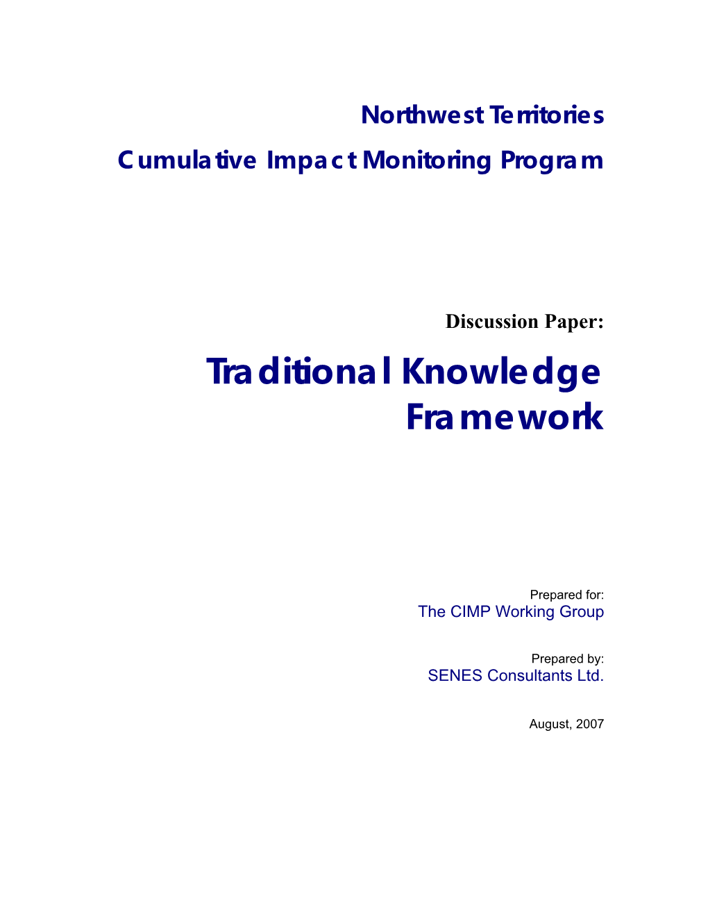 Traditional Knowledge Framework