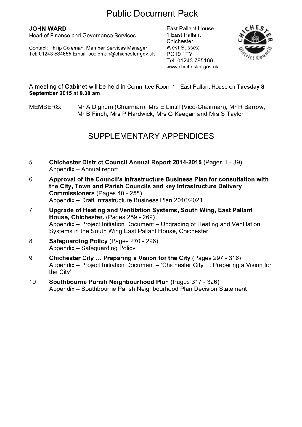 (Public Pack)SUPPLEMENTARY APPENDICES Agenda Supplement