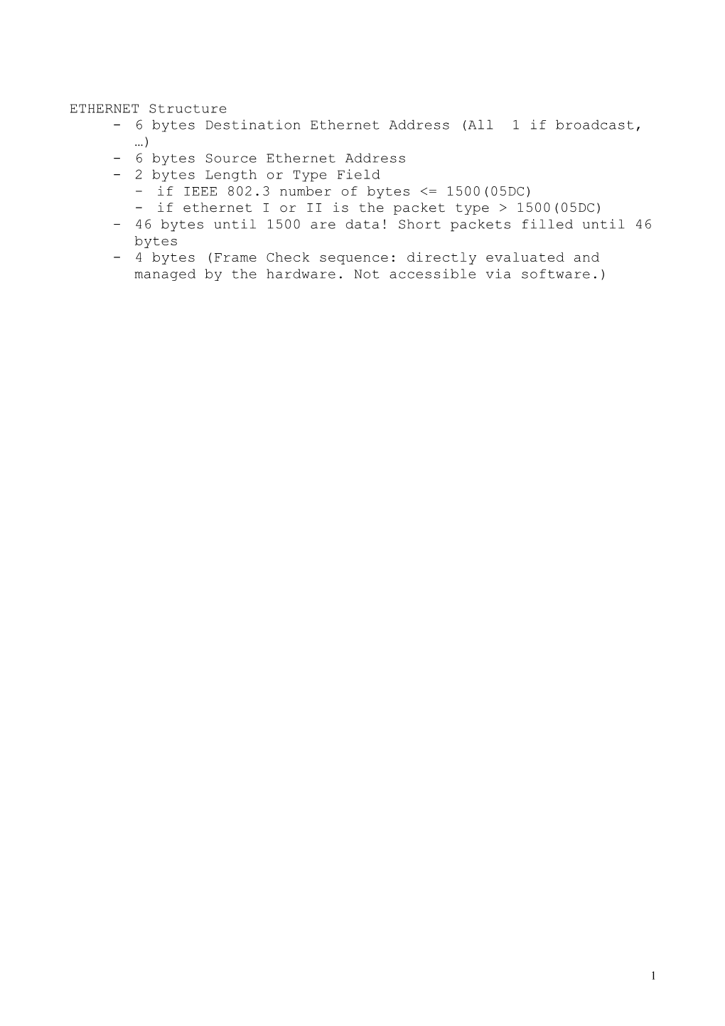 Eth, Ip and TCP Packet Structure