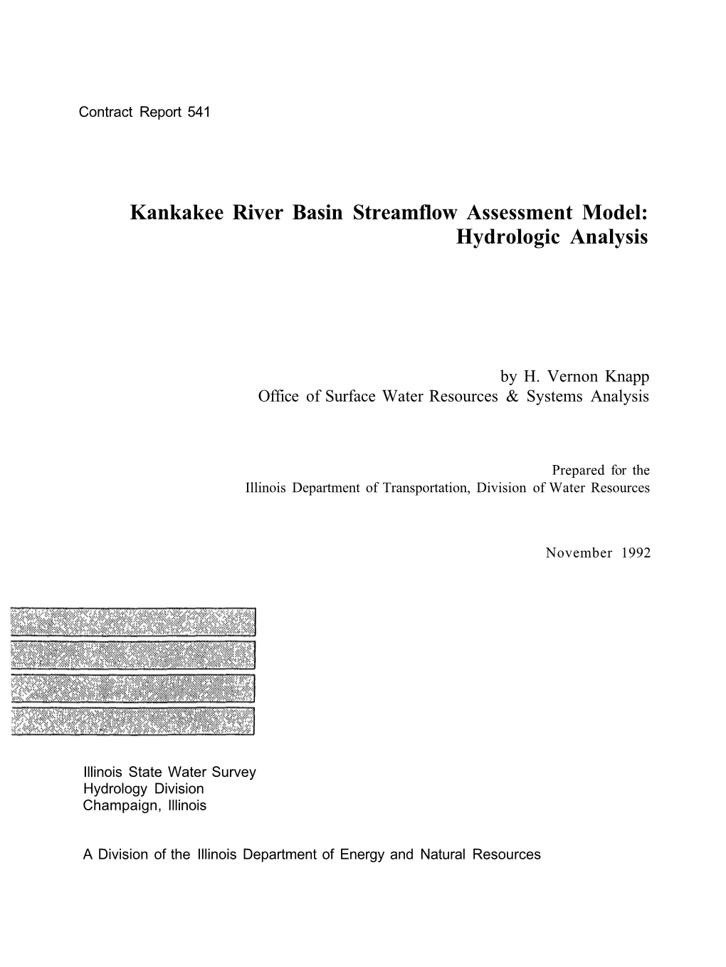 Kankakee River Basin Streamflow Assessment Model: Hydrologic Analysis