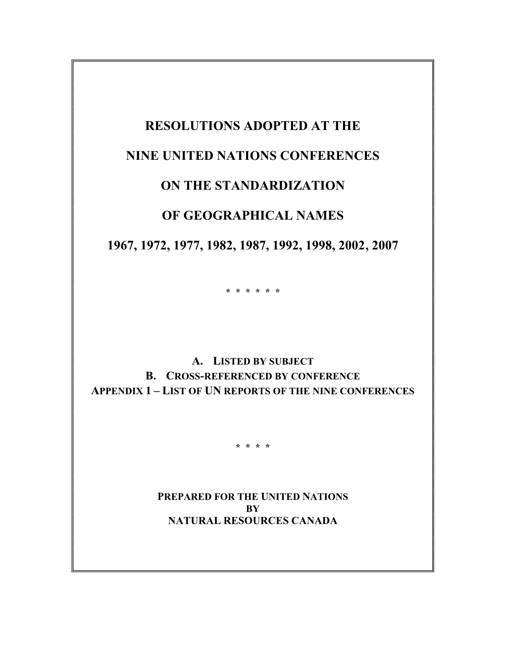 Resolutions (Un) (Five Conf)