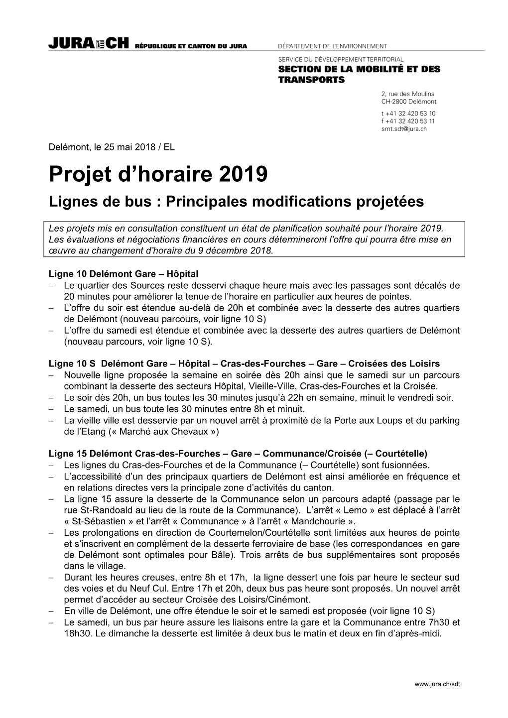 Projet D'horaire 2019