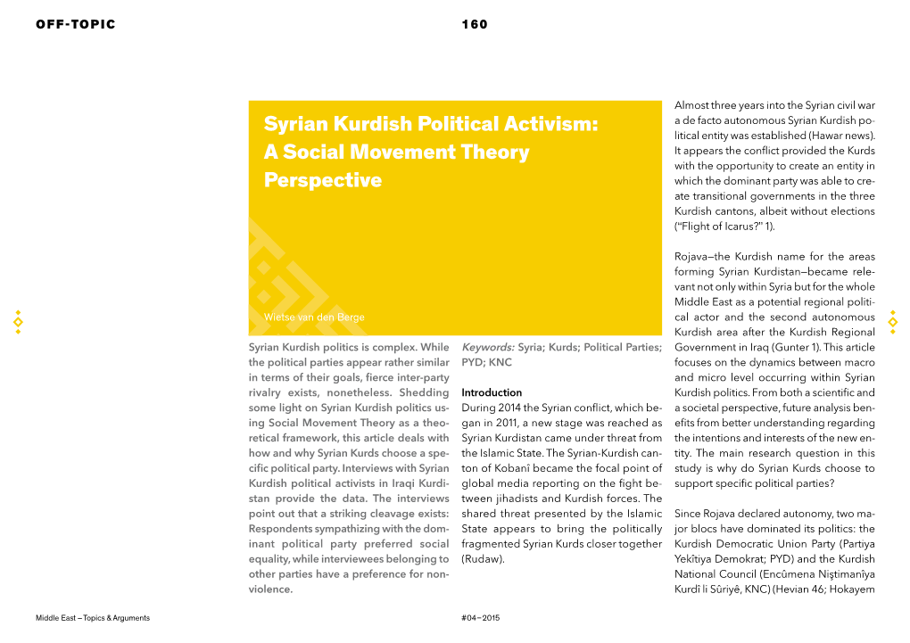 Syrian Kurdish Political Activism: Litical Entity Was Established (Hawar News)