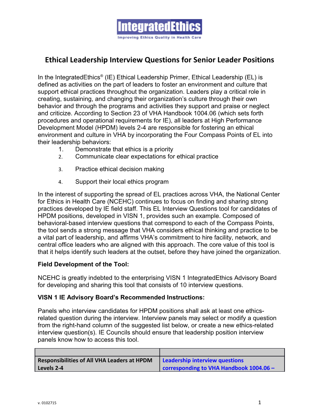 Ethical Leadership Interview Questions for Senior Leader Positions s1