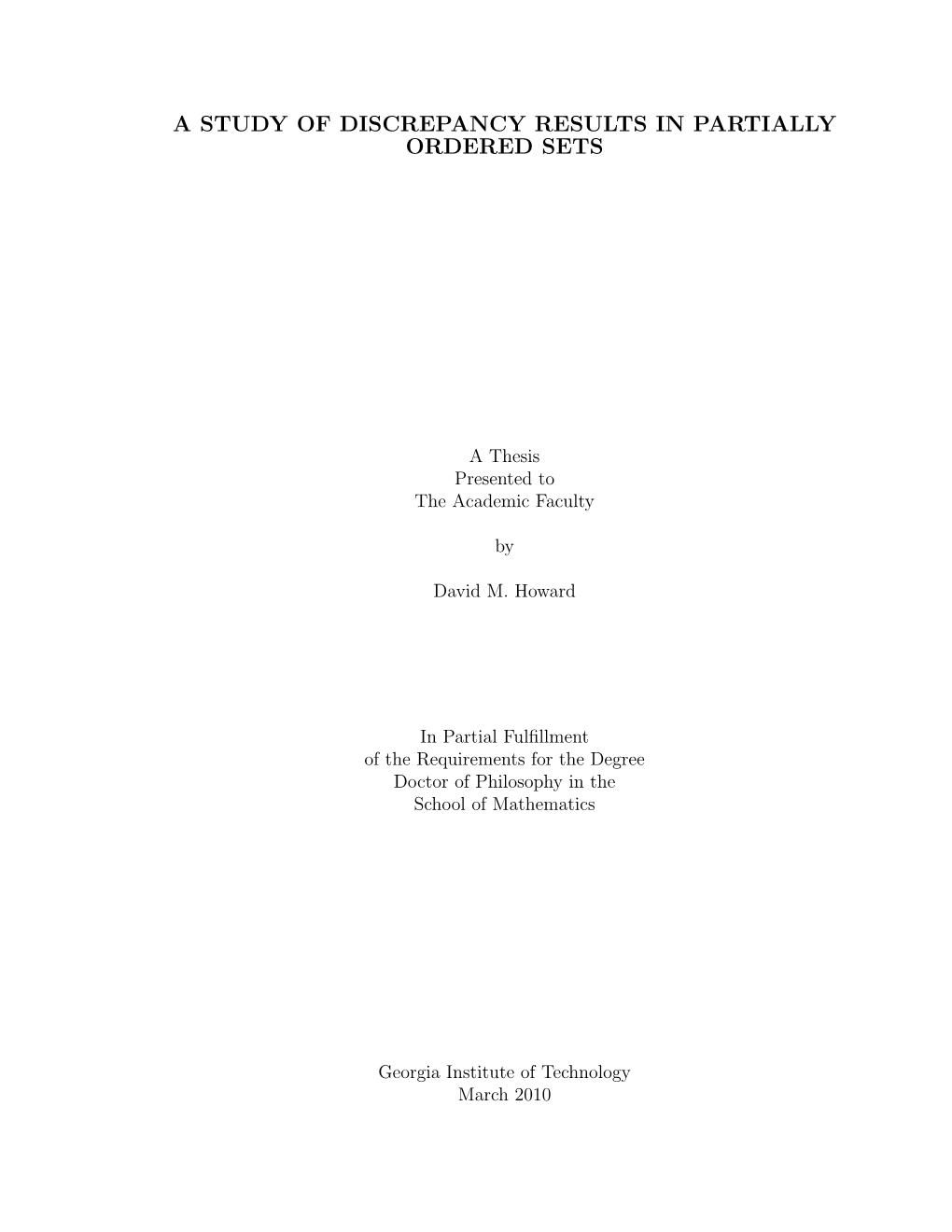 A Study of Discrepancy Results in Partially Ordered Sets