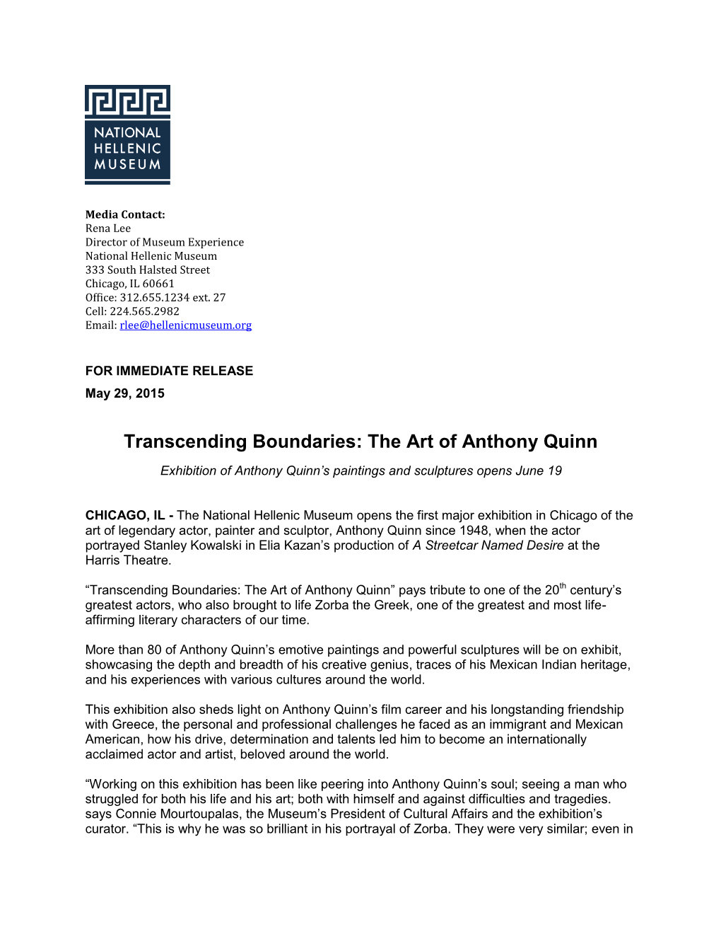 Transcending Boundaries: the Art of Anthony Quinn