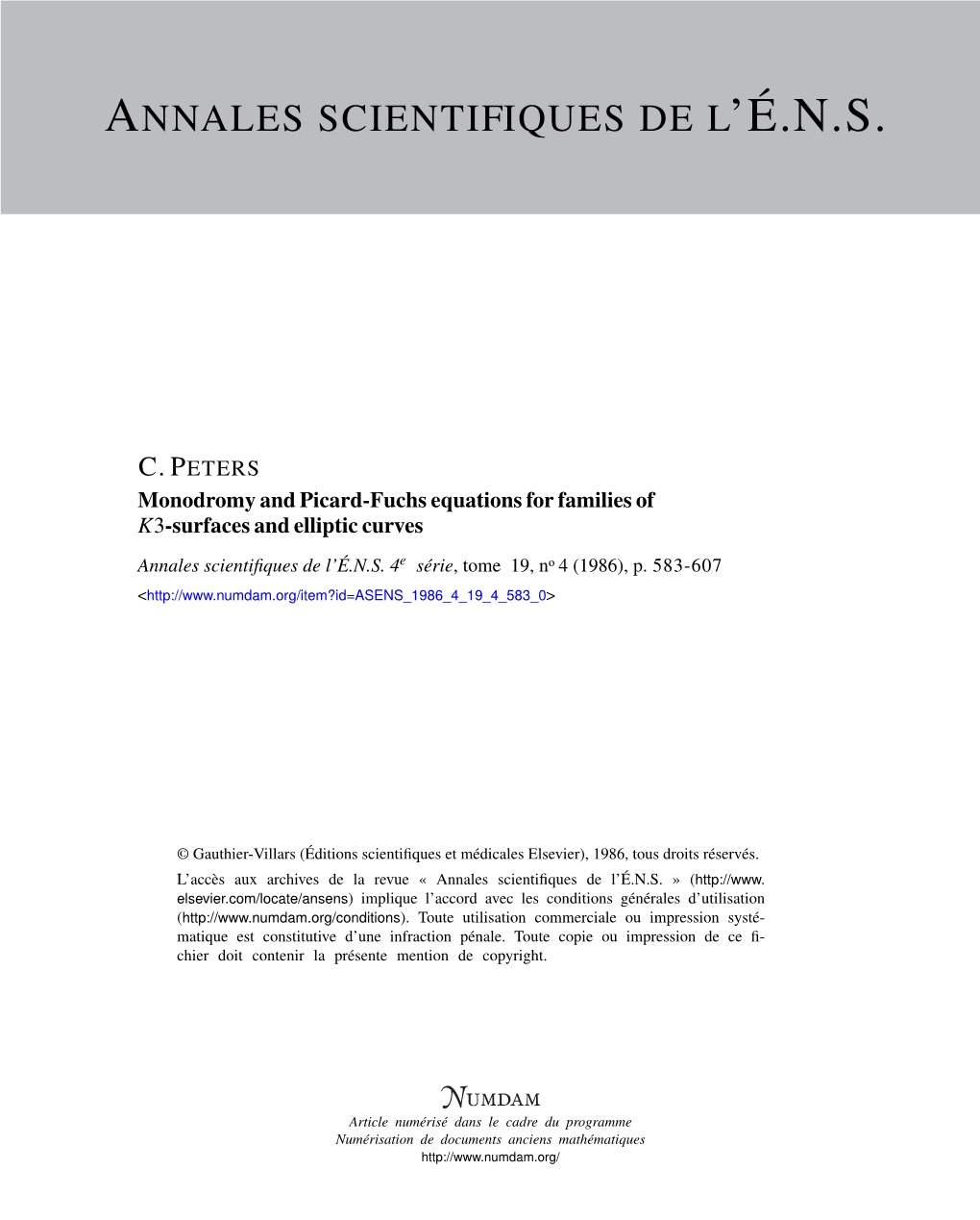 Monodromy and Picard-Fuchs Equations for Families of K3-Surfaces and Elliptic Curves