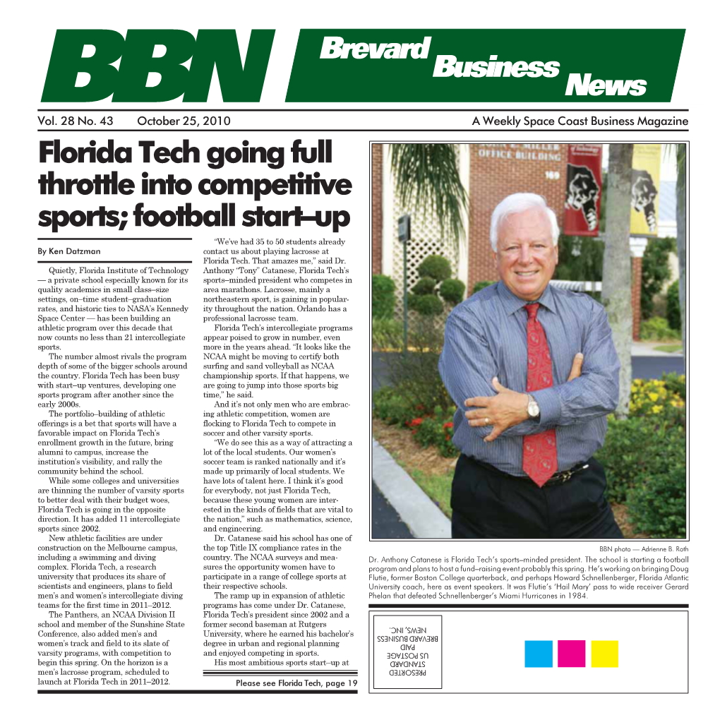 Florida Tech Going Full Throttle Into Competitive Sports; Football Start–Up