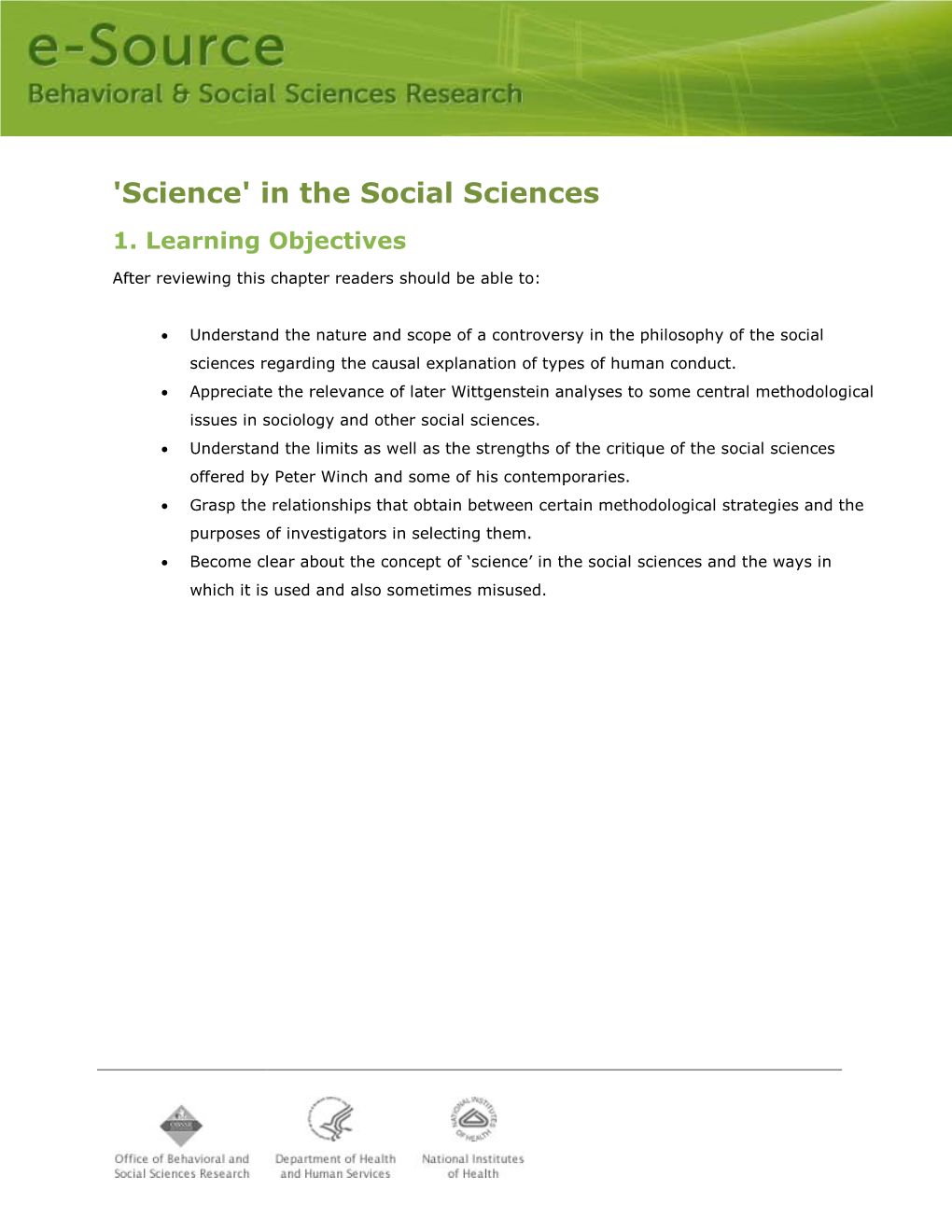 In the Social Sciences 1